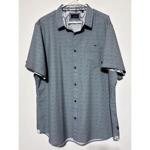 7Diamonds Shirt Mens XXL Blue Painted Memory 4-Way Short Sleeve Button Stretch